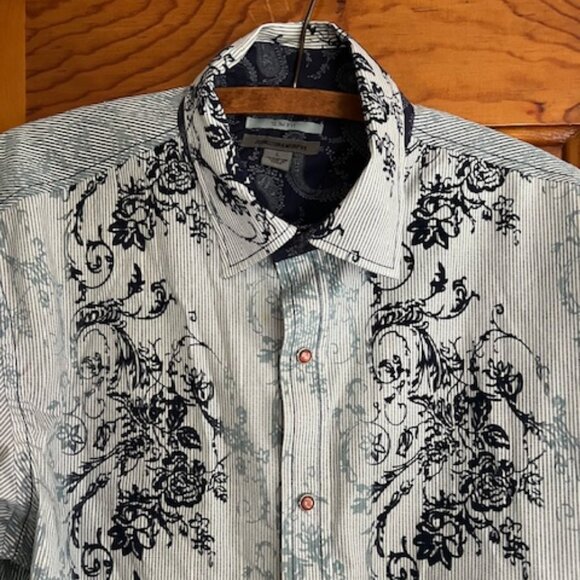 Johnston & Murphy Western Style Snap Button Slim Fit Shirt Woman's Size Large - Picture 1 of 8
